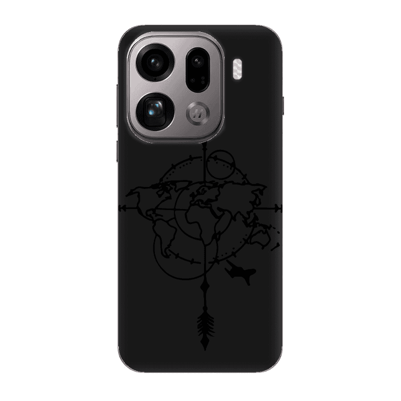 Oppo Find X9 Pro Old Map Black Colored Silicone TPU Θήκη