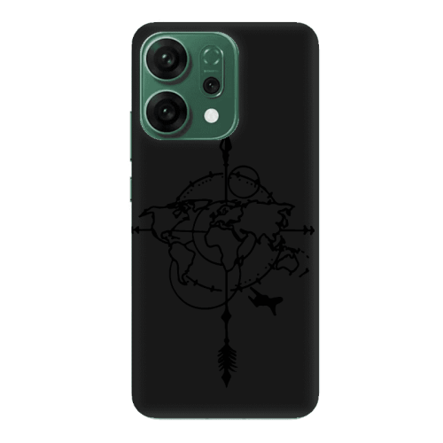 Oppo RENO 14 Old Map Black Colored Silicone TPU Θήκη