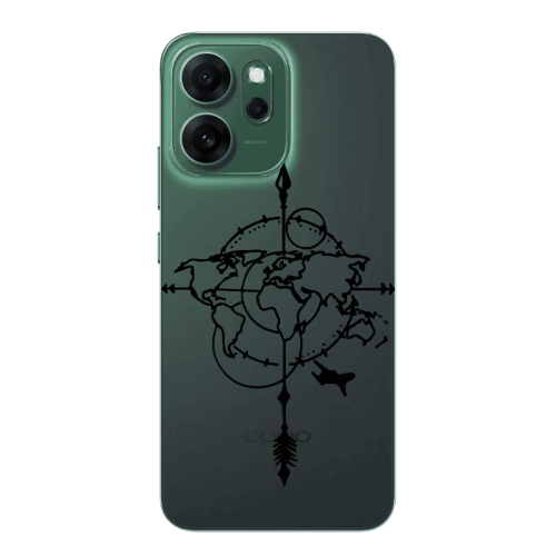 Oppo 14 F Old Map Transparent Silicone TPU Θήκη