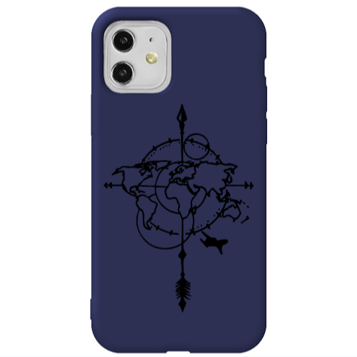 Apple iPhone 11  Old Map Dark blue Colored Silicone TPU Θήκη