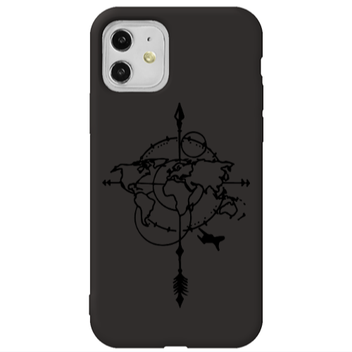 Apple iPhone 11  Old Map Black Colored Silicone TPU Θήκη
