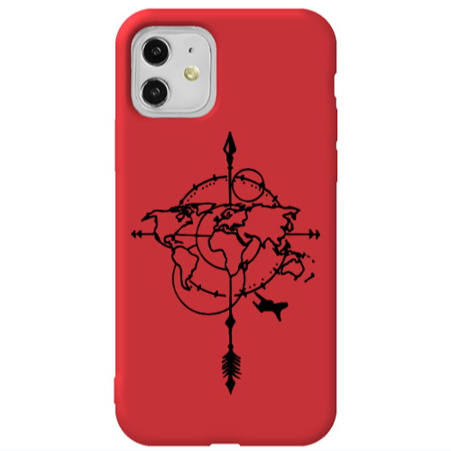 Apple iPhone 11  Old Map Red Colored Silicone TPU Θήκη