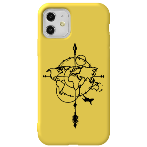 Apple iPhone 11  Old Map Yellow Colored Silicone TPU Θήκη