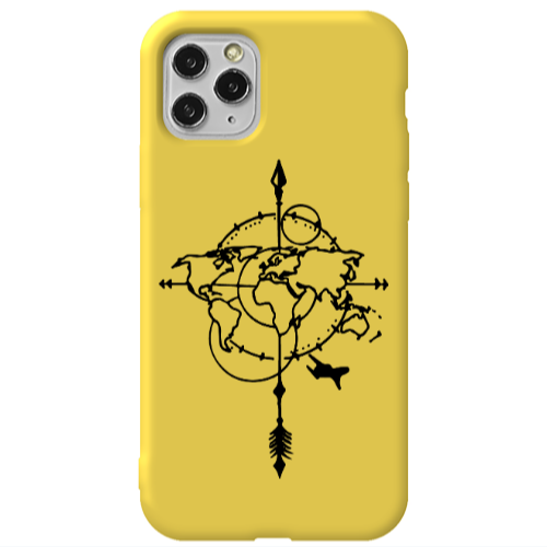 Apple iPhone 11 Pro Old Map Yellow Colored Silicone TPU Θήκη