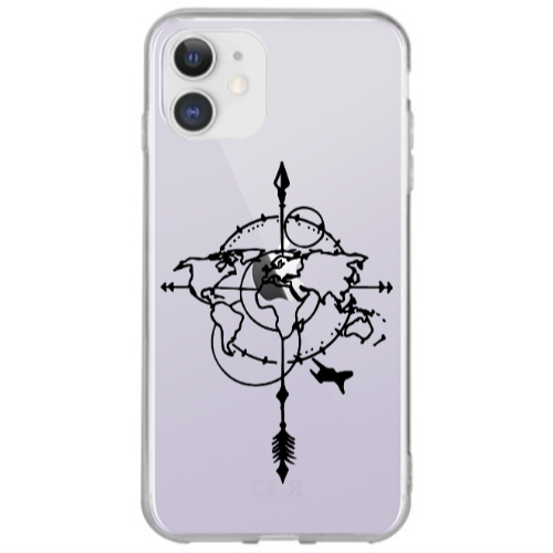 Apple iPhone 12 Old Map Transparent Silicone TPU Θήκη