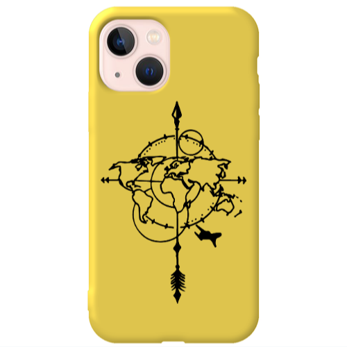 Apple iPhone 13 Old Map Yellow Colored Silicone TPU Θήκη