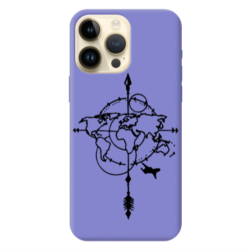 Apple iPhone 13 Pro Max Old Map Purple Colored Silicone TPU Θήκη