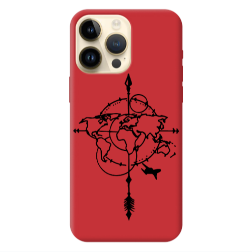 Apple iPhone 13 Pro Max Old Map Red Colored Silicone TPU Θήκη