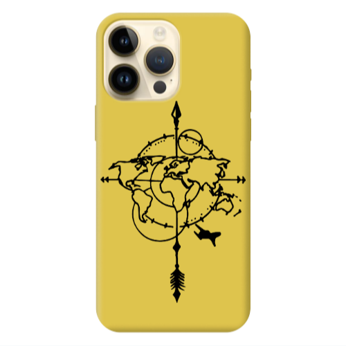 Apple iPhone 13 Pro Max Old Map Yellow Colored Silicone TPU Θήκη