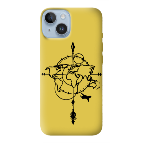Apple iPhone 14 Plus Old Map Yellow Colored Silicone TPU Θήκη
