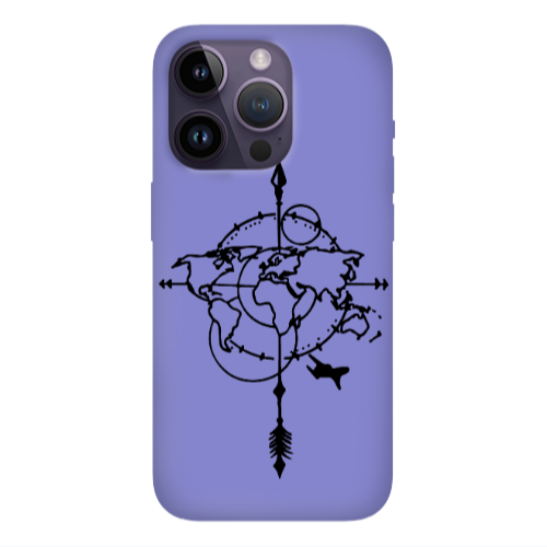 Apple iPhone 14 Pro  Old Map Purple Colored Silicone TPU Θήκη