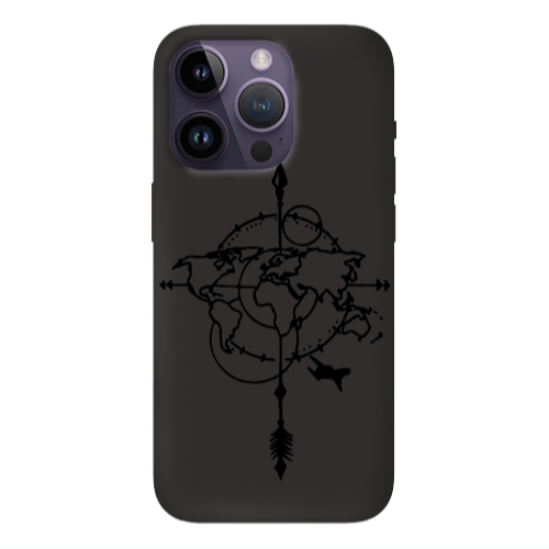 Apple iPhone 14 Pro Max Old Map Black Colored Silicone TPU Θήκη