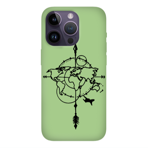 Apple iPhone 14 Pro Max Old Map Light Green Colored Silicone TPU Θήκη