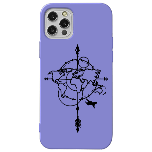 Apple iPhone 13 Pro Old Map Purple Colored Silicone TPU Θήκη
