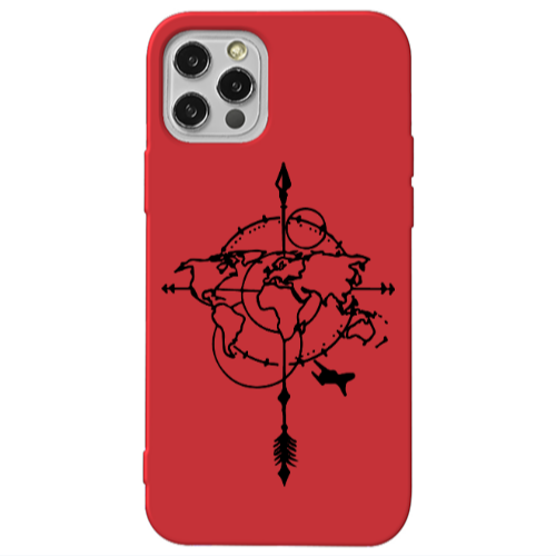 Apple iPhone 13 Pro Old Map Red Colored Silicone TPU Θήκη