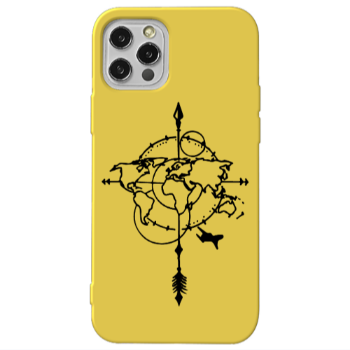 Apple iPhone 13 Pro Old Map Yellow Colored Silicone TPU Θήκη