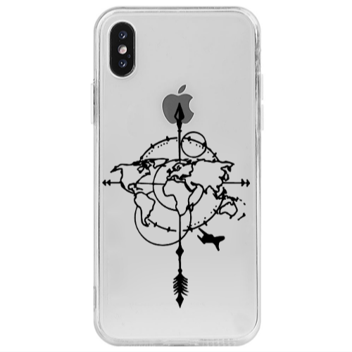 Apple iPhone Xs Max Old Map Transparent Silicone TPU Θήκη