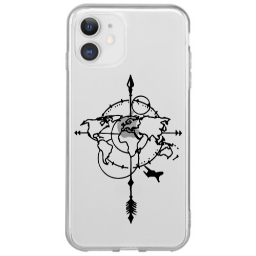 Apple iPhone 12 Mini Old Map Transparent Silicone TPU Θήκη