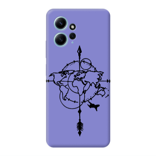Xiaomi Redmi Note 12 4G Old Map Purple Colored Silicone TPU Θήκη