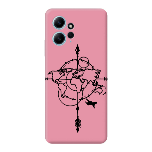 Xiaomi Redmi Note 12 4G Old Map Pink Colored Silicone TPU Θήκη