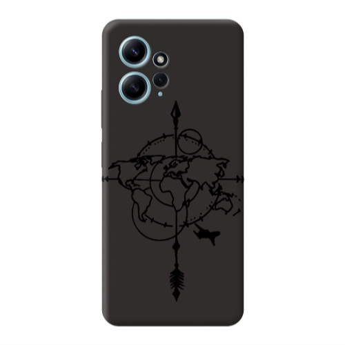 Xiaomi Redmi Note 12 4G Old Map Black Colored Silicone TPU Θήκη