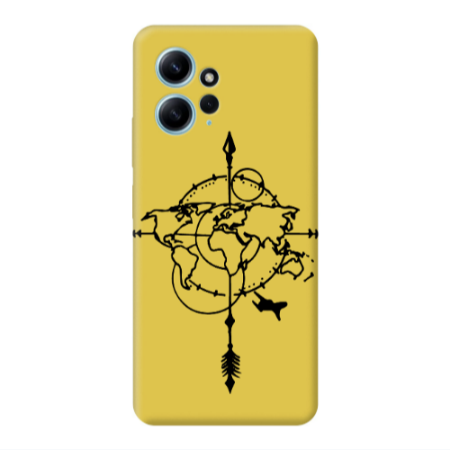 Xiaomi Redmi Note 12 4G Old Map Yellow Colored Silicone TPU Θήκη