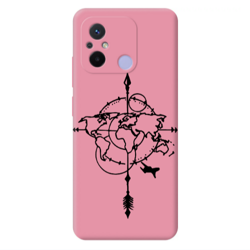 Xiaomi Redmi 12C Old Map Pink Colored Silicone TPU Θήκη