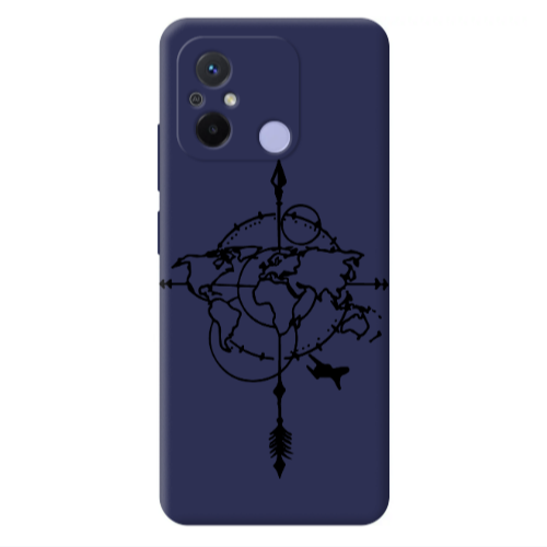 Xiaomi Redmi 12C Old Map Dark blue Colored Silicone TPU Θήκη
