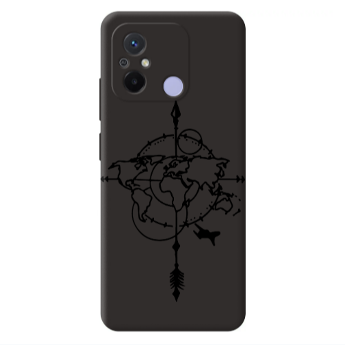 Xiaomi Redmi 12C Old Map Black Colored Silicone TPU Θήκη