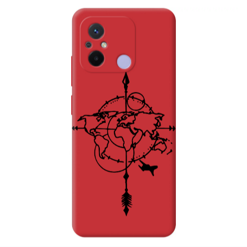 Xiaomi Redmi 12C Old Map Red Colored Silicone TPU Θήκη