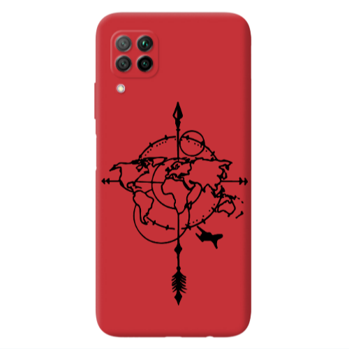 Huawei P40 Lite Old Map Red Colored Silicone TPU Θήκη