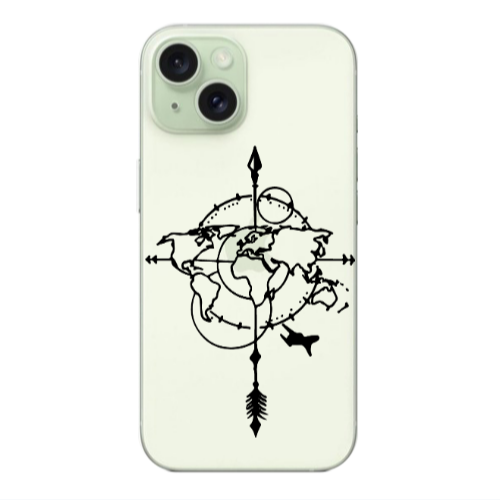 Apple iPhone 15 Old Map Transparent Silicone TPU Θήκη