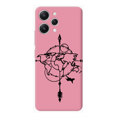 Xiaomi Redmi 12 Old Map Pink Colored Silicone TPU Θήκη