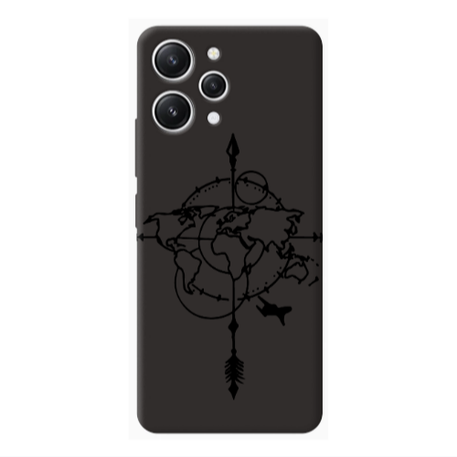 Xiaomi Redmi 12 Old Map Black Colored Silicone TPU Θήκη