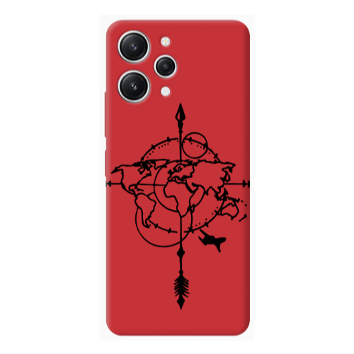 Xiaomi Redmi 12 Old Map Red Colored Silicone TPU Θήκη