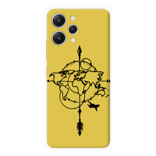 Xiaomi Redmi 12 Old Map Yellow Colored Silicone TPU Θήκη