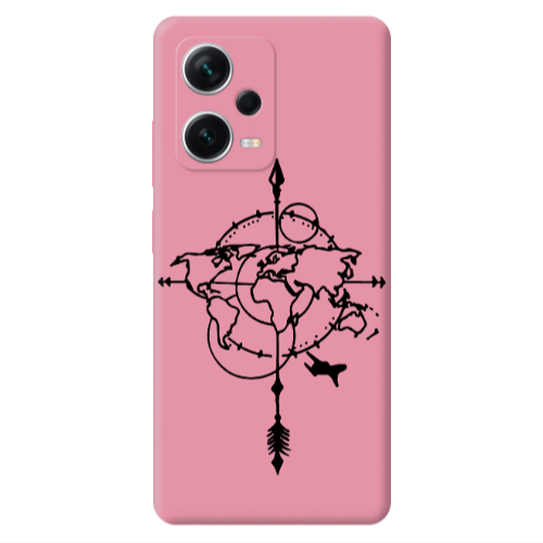 Xiaomi Poco X5 Old Map Pink Colored Silicone TPU Θήκη