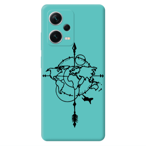 Xiaomi Poco X5 Old Map Turquoise Colored Silicone TPU Θήκη