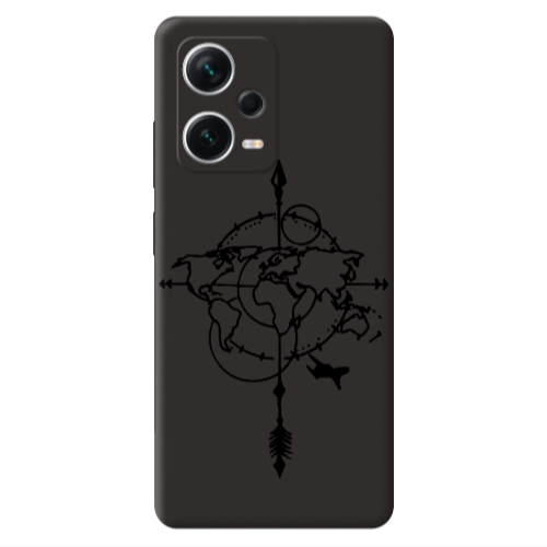 Xiaomi Poco X5 Old Map Black Colored Silicone TPU Θήκη