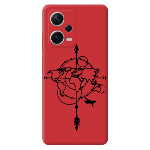 Xiaomi Poco X5 Old Map Red Colored Silicone TPU Θήκη