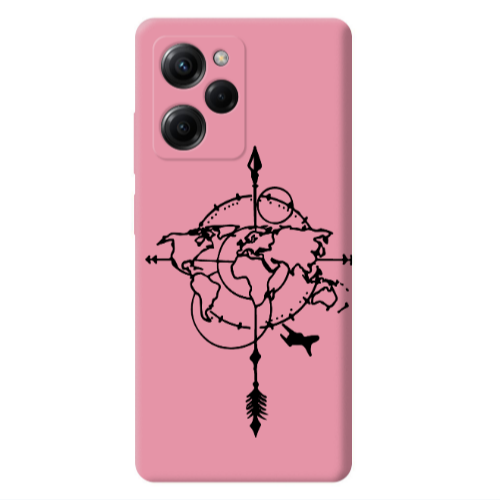 Xiaomi Poco X5 Pro Old Map Pink Colored Silicone TPU Θήκη