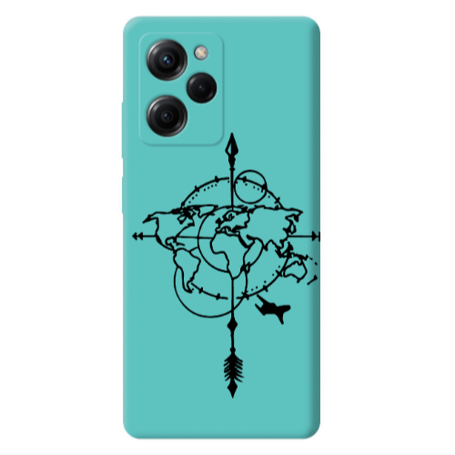 Xiaomi Poco X5 Pro Old Map Turquoise Colored Silicone TPU Θήκη