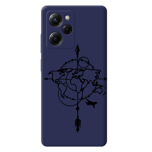 Xiaomi Poco X5 Pro Old Map Dark blue Colored Silicone TPU Θήκη