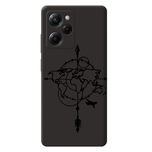Xiaomi Poco X5 Pro Old Map Black Colored Silicone TPU Θήκη