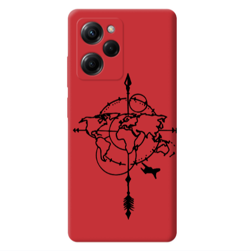 Xiaomi Poco X5 Pro Old Map Red Colored Silicone TPU Θήκη