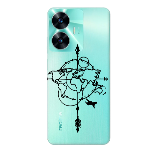 Realme C55 Old Map Transparent Silicone TPU Θήκη
