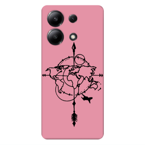 Xiaomi Redmi Note 13 4G Old Map Pink Colored Silicone TPU Θήκη