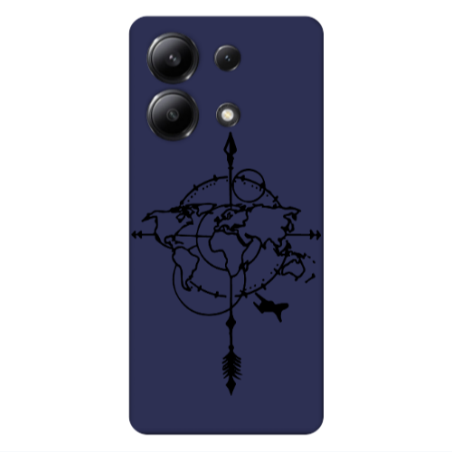 Xiaomi Redmi Note 13 4G Old Map Dark blue Colored Silicone TPU Θήκη