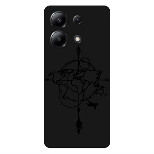 Xiaomi Redmi Note 13 4G Old Map Black Colored Silicone TPU Θήκη