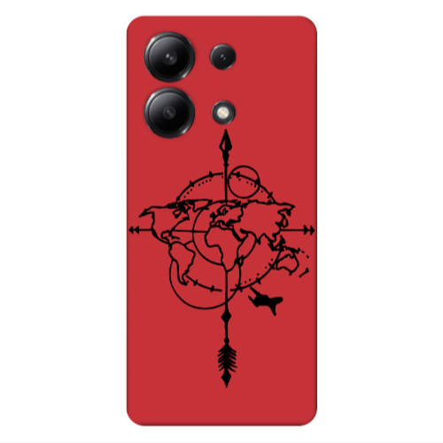 Xiaomi Redmi Note 13 4G Old Map Red Colored Silicone TPU Θήκη